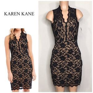 New Karen Kane black stretch lace dress. S-4/6